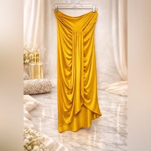 Draped Midi dress  in Mustard Yellow